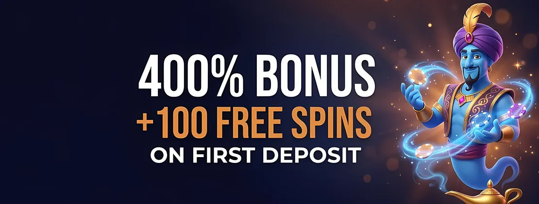 Golden Genie Casino: 400% bonus and 100 free spins on first deposit
